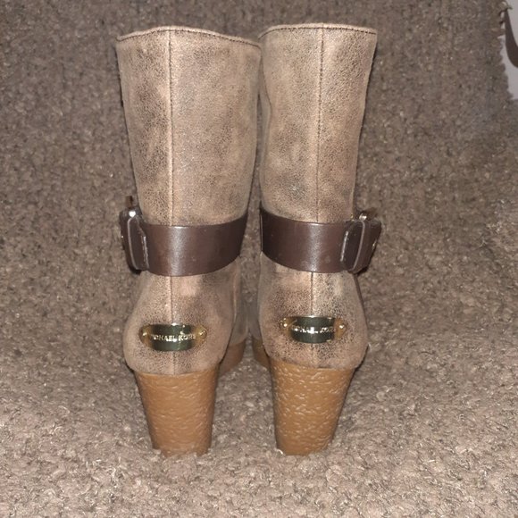 MICHAEL KORS-Lizzie Bootie-Distressed Brown Leather/Suede/Fur-Sz 8-Near Mint - Picture 6 of 9